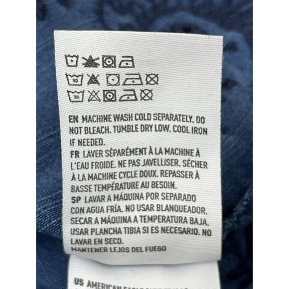 American Eagle Off the Shoulder Chambray Blouse Small Blue Flared Sleeve Peasant - Picture 8 of 9